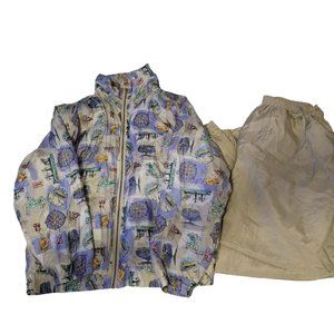 Vintage 80s EVR Rousso Apparel Group LARGE Silk Blue Sweatsuit POCKET TRAVEL